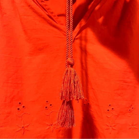 Madewell Bright Red Eyelet Lattice Cotton top size small - Picture 8 of 16